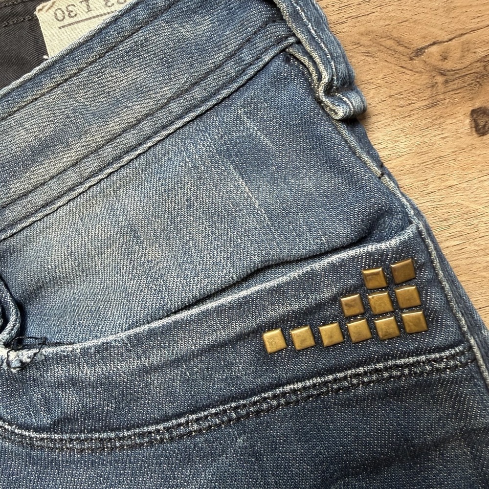 Diesel Timmen Jeans Men 33x30 Blue Straight Leg Stretch Studs Italy Design 008LK - Picture 9 of 16